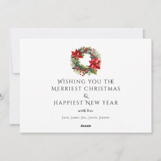 1または3写真と休日リースクリスマス シーズンカード (裏面)