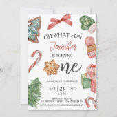 1を回している |冬のクリスマス1回目の誕生日 招待状 (正面)