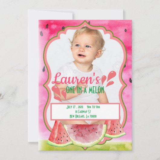 1インアメロン誕生日招待状 招待状 (正面)
