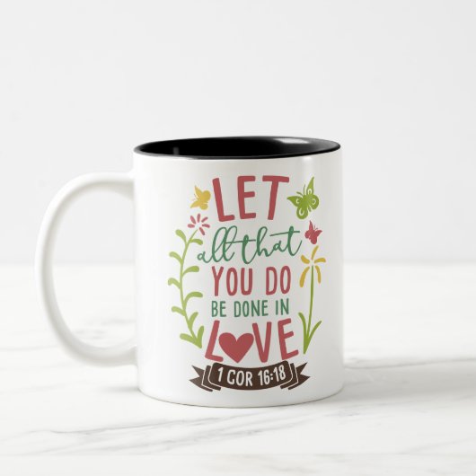 1イングリッシュホーンの16:18は愛でされることすべてを割り当てます ツートーンマグカップ (左)