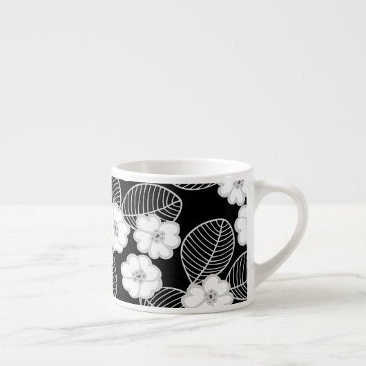 1エスプレッソマグダマスクフローラグレー白黒 エスプレッソカップ (右)