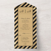 1エレガントの金ゴールドで上品な黒と黒結婚の オールインワン招待状 (内側)