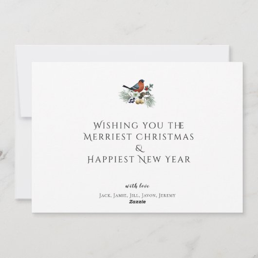 1エレガント写真ウィンターロビン， JOYクリスマス シーズンカード (裏面)