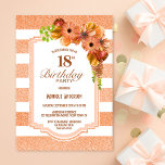 1オレンジストライプのフローラ18th誕生日パーティー 招待状<br><div class="desc">オレンジフェイクグリッターストライプのフローラ18th誕生日パーティーの招待。</div>