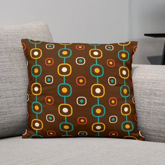 1カラフル世紀中葉の溝状の幾何学的パターン クッション