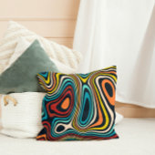 1カラフル世紀中葉の溝状の波線パターン クッション