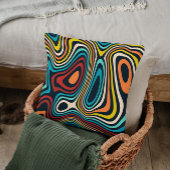 1カラフル世紀中葉の溝状の波線パターン クッション