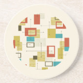 1カラフル世紀中頃の幾何形状パターン コースター (正面)