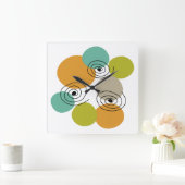 1カラフル世紀半ば円とらせん状モダン スクエア壁時計 (ホーム)