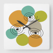 1カラフル世紀半ば円とらせん状モダン スクエア壁時計 (正面)