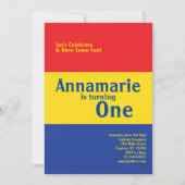 1カラフル歳の誕生日のかわいい招待状 招待状 (正面)