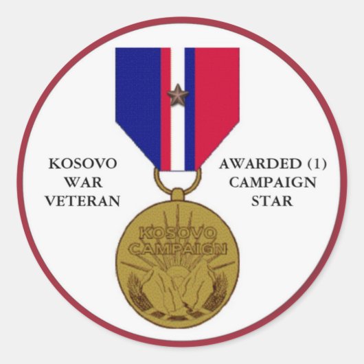 1キャンペーンスターコソボ戦争退役軍人 ラウンドシール (正面)