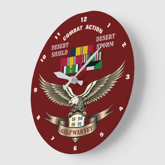 1キャンペーンスターペルシャ湾岸戦争退役軍人 ラージ壁時計 (傾斜)