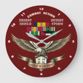 1キャンペーンスターペルシャ湾岸戦争退役軍人 ラージ壁時計 (正面)
