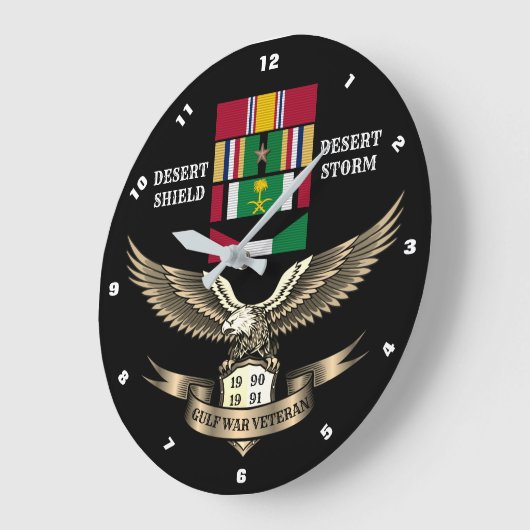 1キャンペーンスター湾岸戦争退役軍人 ラージ壁時計 (傾斜)