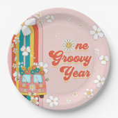 1グルービーイヤーレトロレインボー1日 ペーパープレート (正面)