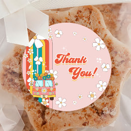 1グルービーイヤーレトロレインボー1歳パーティー ラウンドシール