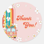 1グルービーイヤーレトロレインボー1歳パーティー ラウンドシール (正面)