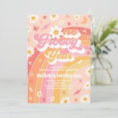 1グルーヴィー1年ピースラブパーティーレインボー誕生日 招待状 (スタンド正面)