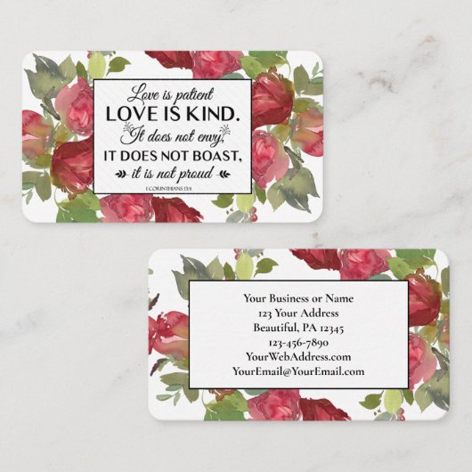 1コリント人13:4-8愛は忍耐強い愛は優しい 名刺 (正面/裏面)