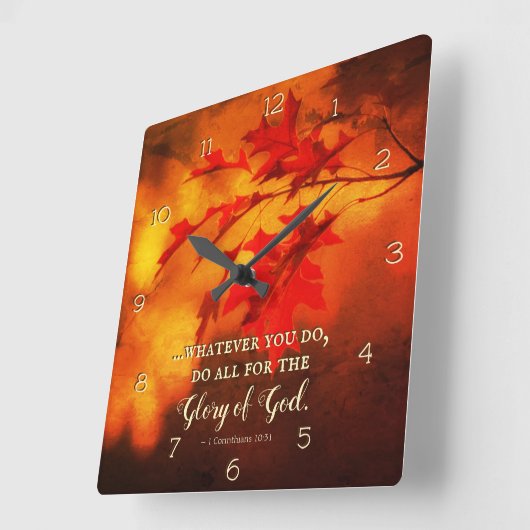 1コリント10:31神の栄光のためにすべての行う スクエア壁時計 (傾斜)