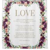 1コリント13ラブバイブル聖句ブルゴーニュフローラ シャワーカーテン (正面)