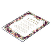 1コリント13ラブバイブル聖句ブルゴーニュフローラ ノートブック (左側)