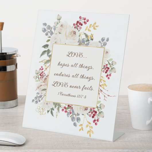 1コリント13愛は冬のフローラを失敗しない 台座サイン (インサイチュ)