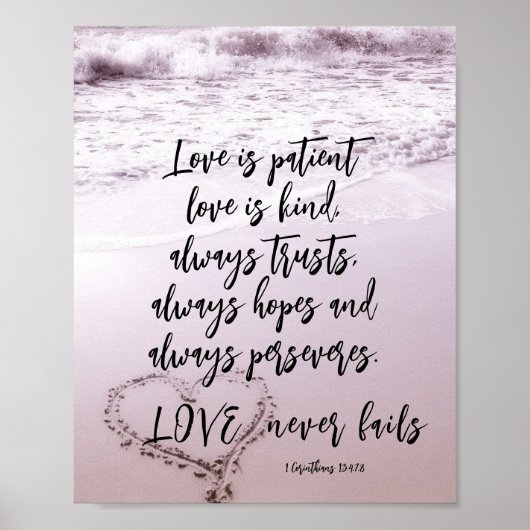 1コリント13愛は患者海ビーチ ポスター (正面)