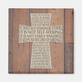 1コリント13愛チャプター十字木素朴材 マグネット