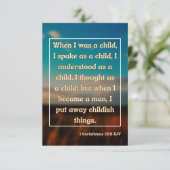 1コリント13:11聖書の聖なる書物、 経典Pic Greeting カード (スタンド正面)