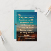 1コリント13:11聖書の聖なる書物、 経典Pic Greeting カード (正面/裏面インサイチュ)