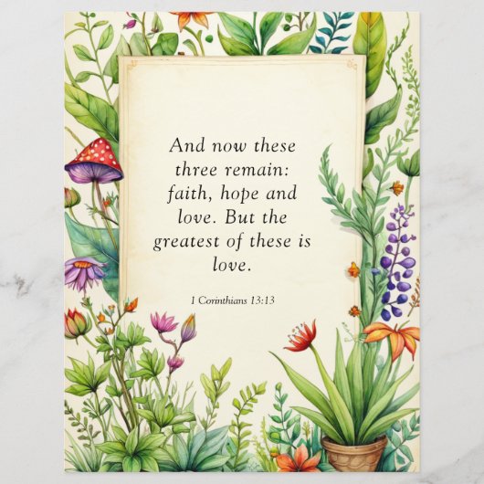 1コリント13:13キリスト教の聖書の聖句 チラシ (正面)