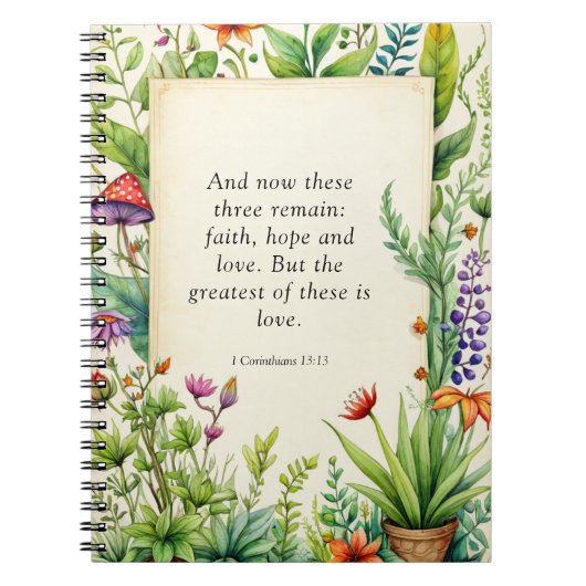 1コリント13:13キリスト教の聖書の聖句 ノートブック (正面)