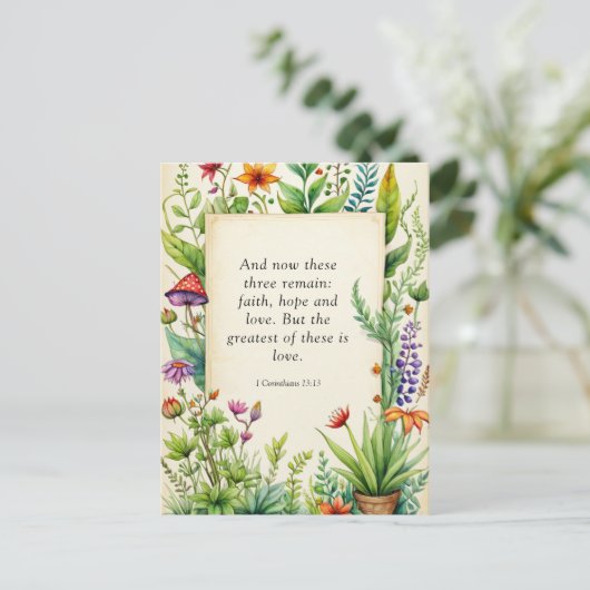 1コリント13:13キリスト教の聖書の聖句 ポストカード (スタンド正面)