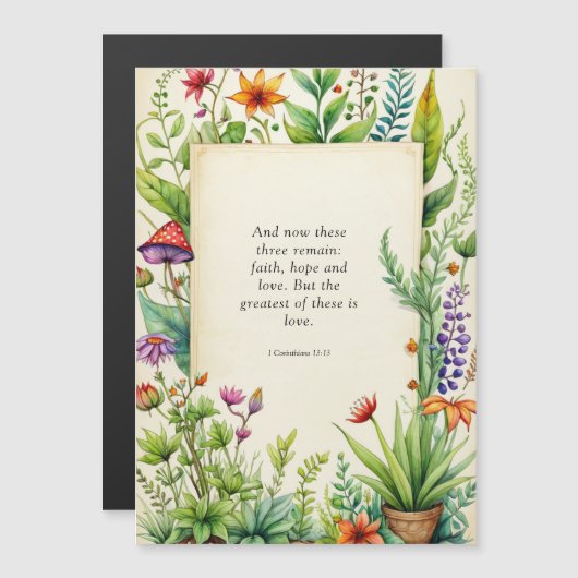 1コリント13:13キリスト教の聖書の聖句 マグネット招待状 (正面/裏面)