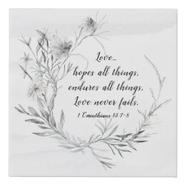 1コリント13:13グレーエレガントフローラ結婚ズ フェイクキャンバスプリント