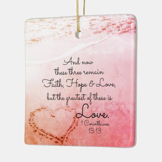 1コリント13:13信仰の希望の愛、クリスマス セラミックオーナメント (左)