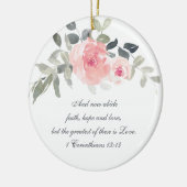 1コリント13:13信仰の希望の愛、クリスマス セラミックオーナメント (左)