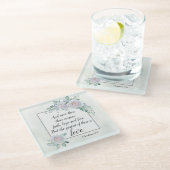 1コリント13:13信仰の希望の愛、聖書の聖句 ガラスコースター (アングル)