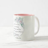 1コリント13:13信仰の希望の愛、聖書の聖句 ツートーンマグカップ (正面右)