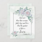 1コリント13:13信仰の希望の愛、聖書の聖句 ポストカード (正面/裏面)