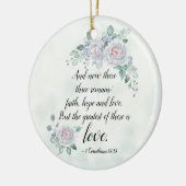 1コリント13:13信仰は愛を願うパーソナライズされた。 セラミックオーナメント (左)