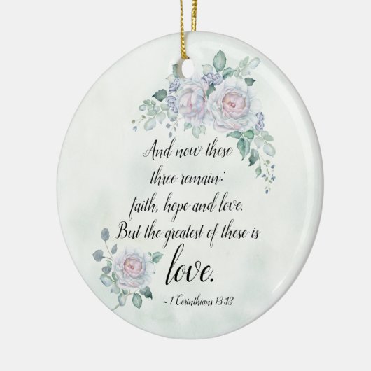 1コリント13:13信仰は愛を願うパーソナライズされた。 セラミックオーナメント (左)