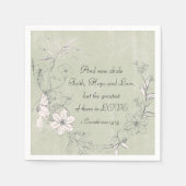 1コリント13:13信仰ホープ愛のシンプルフローラ スタンダードカクテルナプキン (正面)