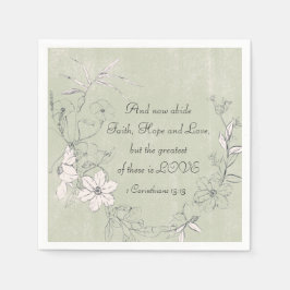 1コリント13:13信仰ホープ愛のシンプルフローラ スタンダードカクテルナプキン