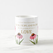 1コリント13:13信仰ホープ愛ピンクフローラ コーヒーマグカップ (中央)