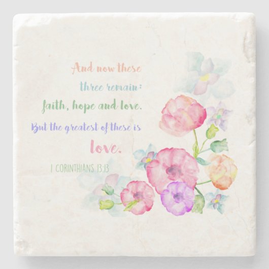 1コリント13:13愛の聖句 ストーンコースター (正面)