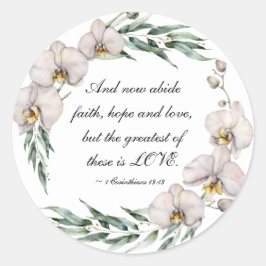 1コリント13:13素晴らしは愛白の蘭 ラウンドシール