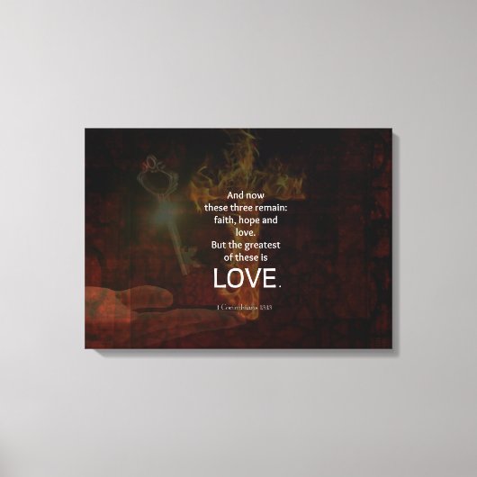 1コリント13:13聖書の聖句引用文の愛について キャンバスプリント (正面)